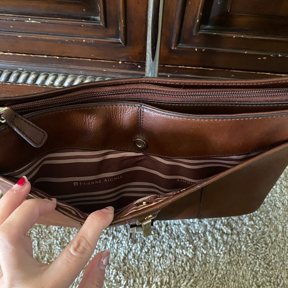 Etienne Aigner Brown Leather Shoulder Bag - Picture 3 of 6